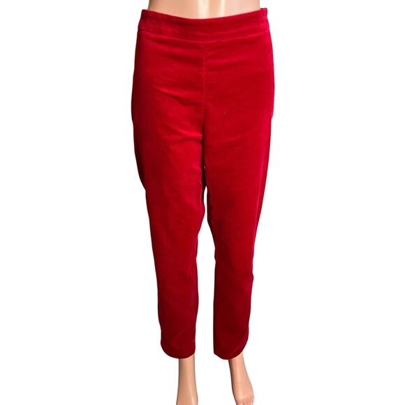 Talbots Red Velvet Ankle Pants 10 “Chatham” Party Preppy Minimalist Holidays - Picture 1 of 7